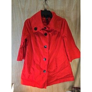 ATTENTION Women's Jacket Red W BLACK Buttons SMALL 3/4 SLEEVES